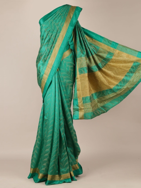

Pothys Green & Gold-Toned Jute Silk Solid Saree
