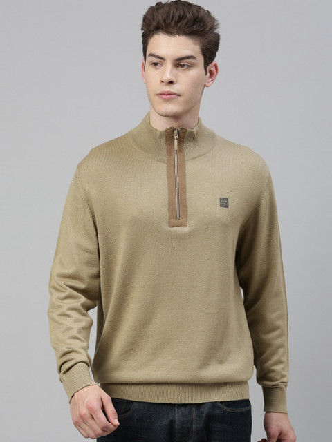 

RARE RABBIT Men Beige Solid Pullover Sweater