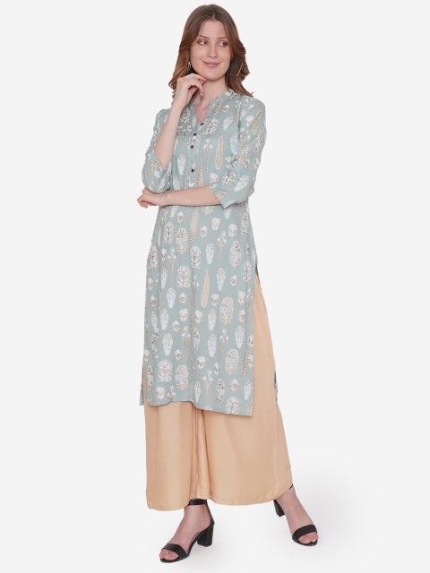 

Vedic Women Green Printed A-Line Kurta