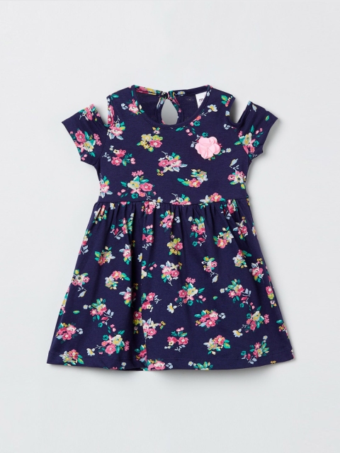 

max Girls Blue Printed Fit and Flare Dress