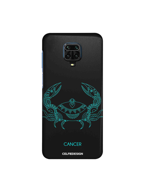 

macmerise Black & Turquoise Blue Cancer Zodiac Redmi Note 9 Pro Back Case