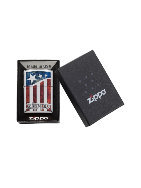 

Zippo Silver-Toned American Flag High Polish Chrome Pocket Lighter