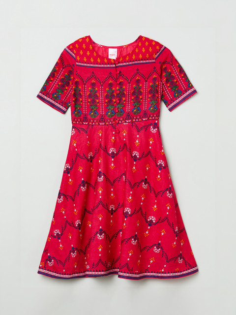 

max Girls Pink Printed A-Line Dress