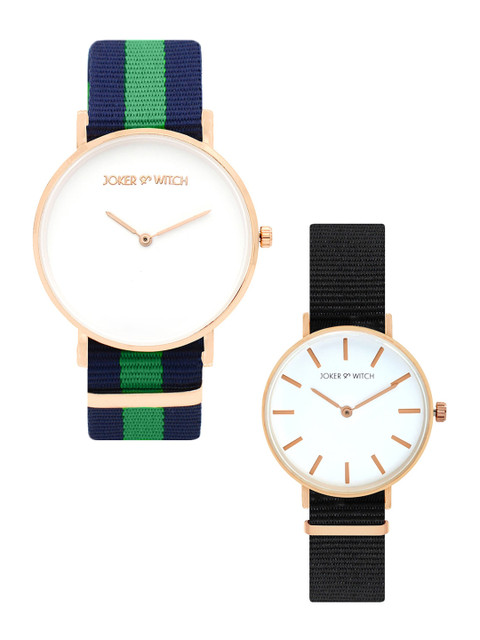 

JOKER & WITCH Unisex White Dial & Black Straps Analogue Couple Watch JWCW111