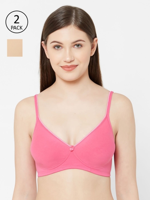 

Juliet Women Pack Of 2 Solid Non-wired Non-Padded Everyday Bra 1025, Pink