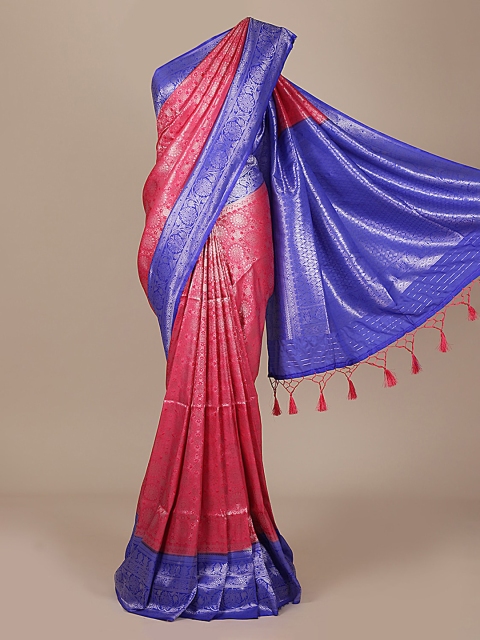 

Pothys Peach-Coloured & Blue Art Silk Woven Design Saree