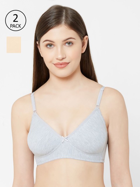 

Juliet Women Pack Of 2 Solid Non-Wired Non-Padded Everyday Bra, Grey