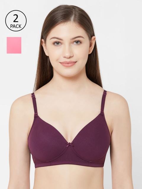 

Juliet Women Pack Of 2 Solid Non-Wired Non-Padded Everyday Bra 1059, Pink