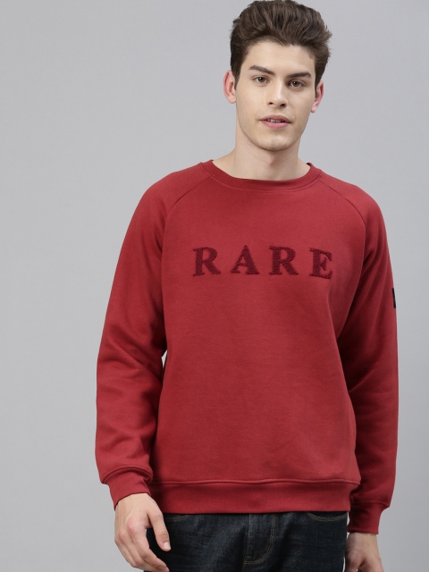 

RARE RABBIT Men Red Self Design Sweatshirt