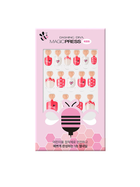 

Dashing Diva Pink MAGIC PRESS Babe Heart Artificial Nails