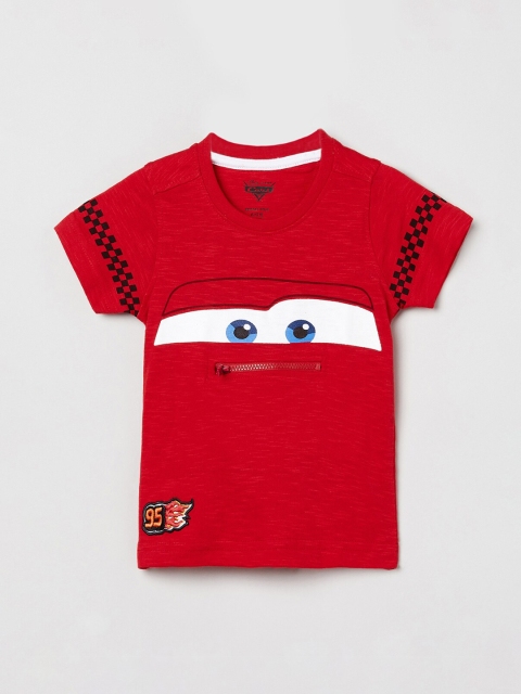 

max Boys Red Printed Round Neck T-shirt