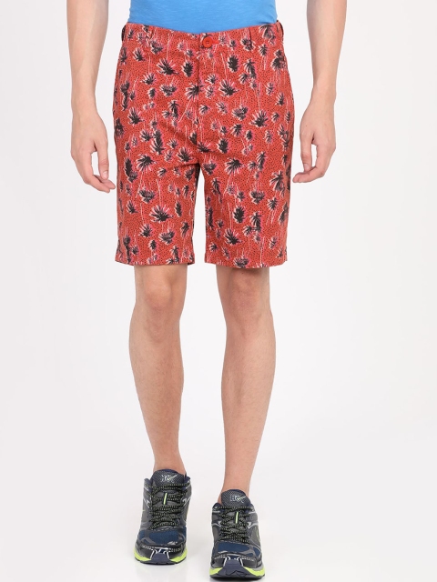 

Breakbounce Men Red Printed Regular Fit Cotton Shorts