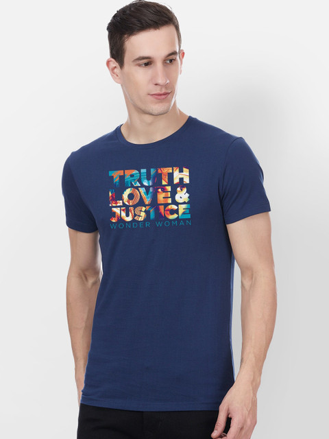 

Free Authority Men Blue Wonder Woman Printed Round Neck T-shirt