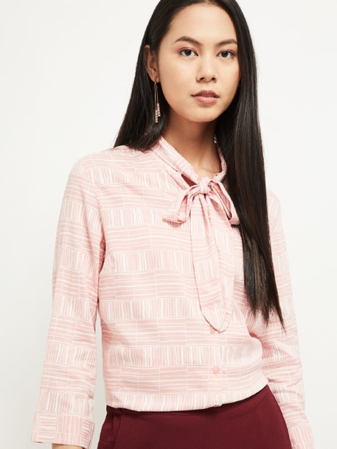 max Women Pink Self Design Top