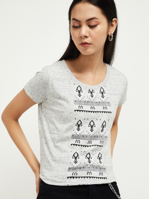 

max Women Grey Printed Top