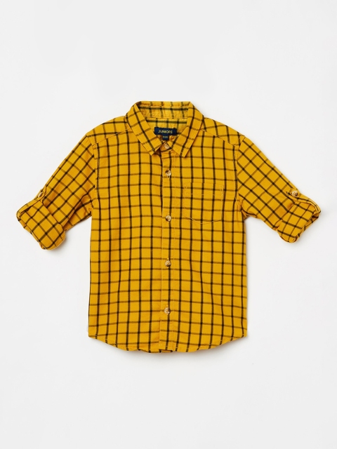 

Juniors by Lifestyle Boys Yellow Regular Fit Checked Casual Shirt