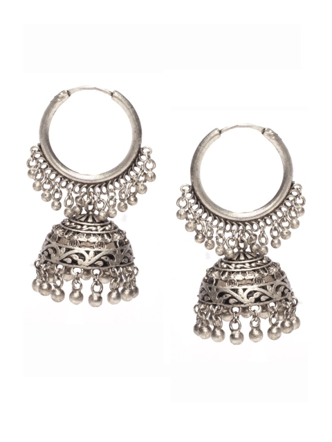 

Alankruthi Silver-Plated Contemporary Hoop Earrings