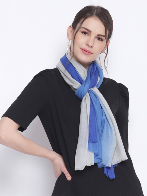 

Tossido Unisex Blue & Grey Ombre Sustainable Indo Western Pure Cashmere Wool Stole