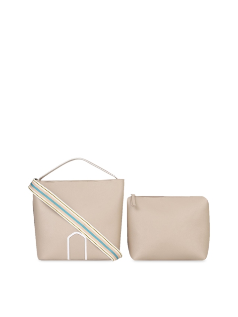 

Addons Set Of 2 Beige Solid Handbags