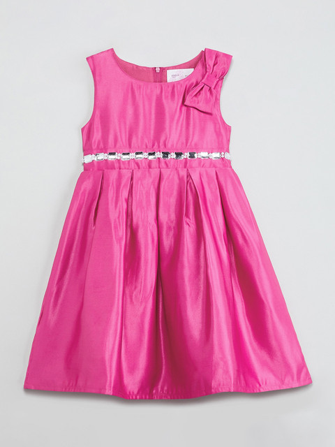 

max Girls Pink Solid Fit and Flare Dress