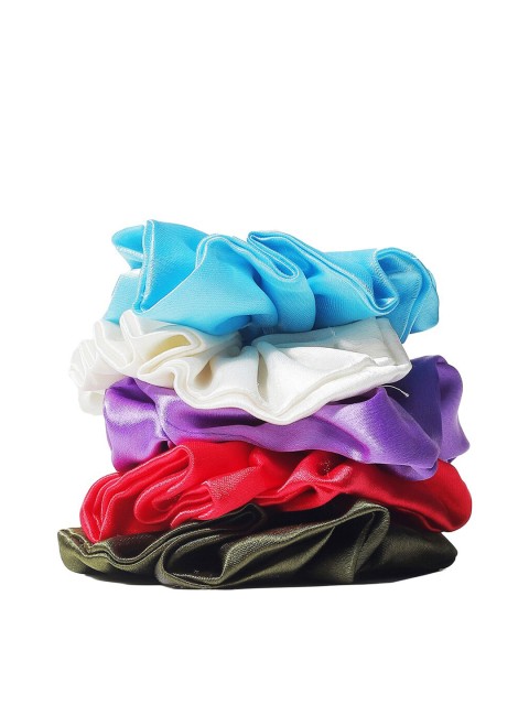 

ONE on ONE Women Set Of 5 Solid Ponytail Holders, Red