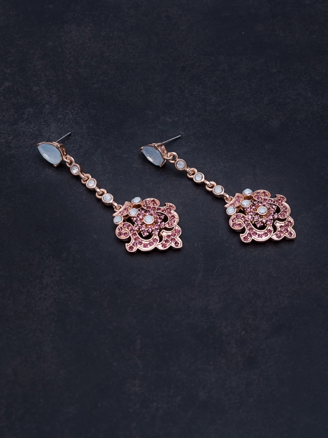 

Golden Peacock Rose Gold & White Floral Drop Earrings