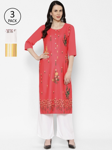 

7Threads Women Multicoloured Embroidered Straight Kurta, Multi
