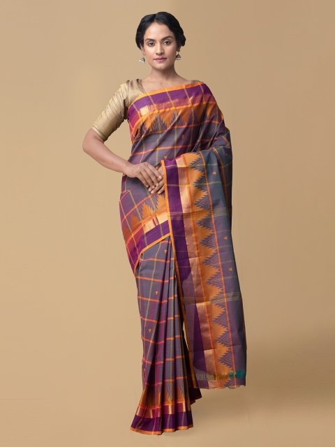 

Unnati Silks Women's Pure Pavni Handcrafted Cotton Saree, Green