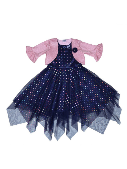 

Doodle Girls Navy Blue Embellished Fit and Flare Dress