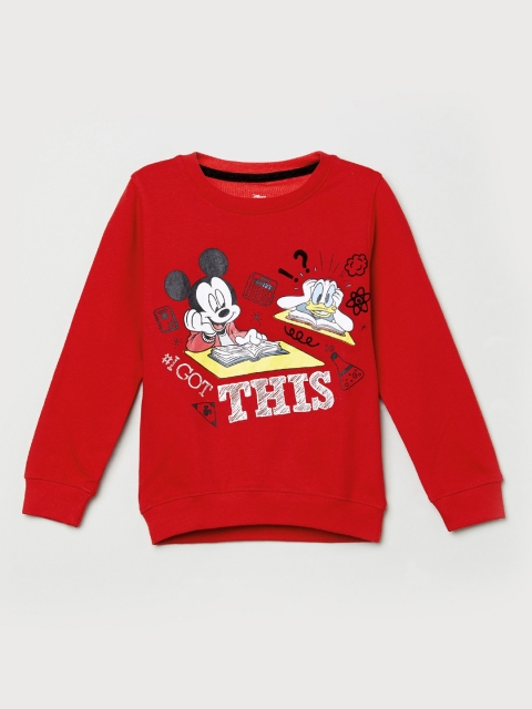 

max Boys Red Mickey And Friends Printed Round Neck T-shirt