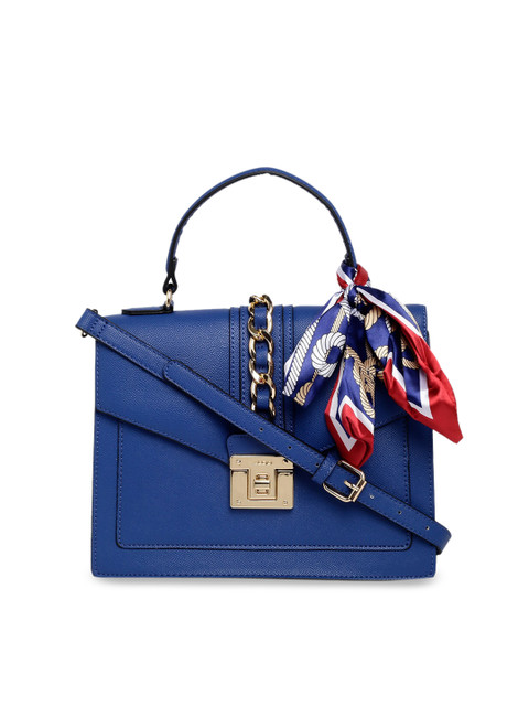 

ALDO Blue Solid Satchel with Scarf
