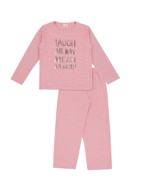 

RAINE AND JAINE Girls Red Striped Night Suit