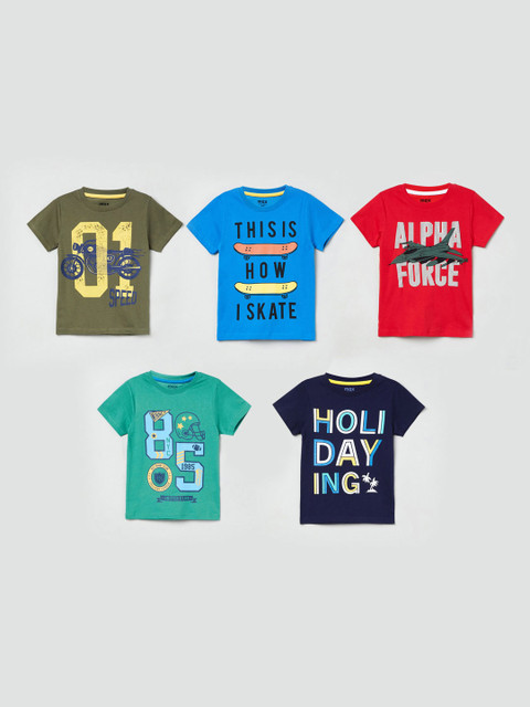 

max Boys Multicoloured Printed Round Neck Cotton T-shirt, Multi