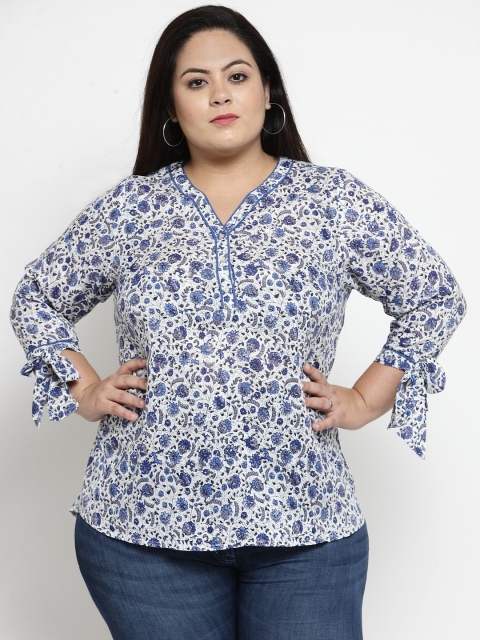 

plusS Women White Printed Top