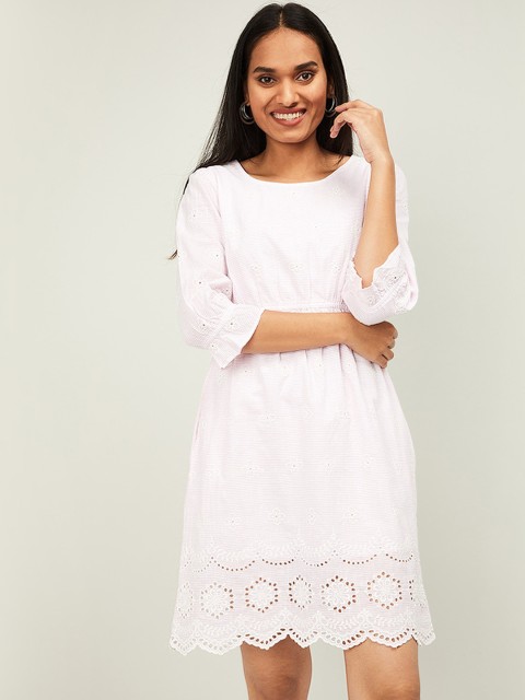 

Fame Forever by Lifestyle Women Pink Self Design Fit and Flare Dress