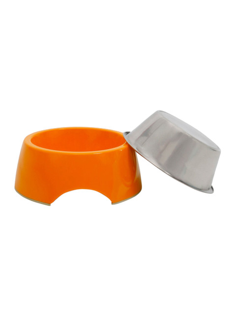 

Heads Up For Tails Orange & Silver Toothsome Meal Dog Food Bowl