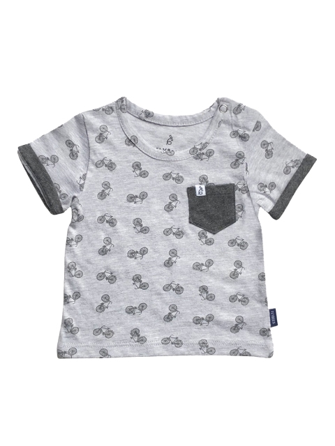 

The Flybees Unisex Kids Grey Melange Printed Round Neck T-shirt