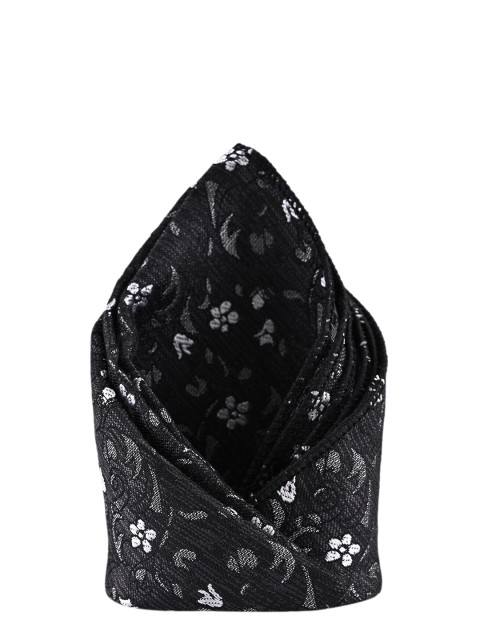 

BuckleUp Men Black & White Floral Pocket Square