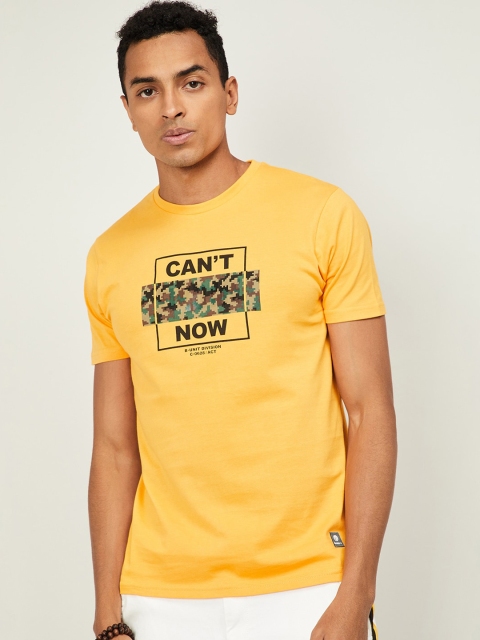 

Bossini Men Yellow Printed Round Neck T-shirt