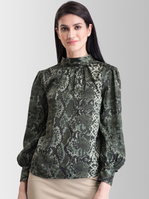 

FableStreet Women Green Animal Printed Top