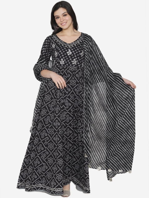 

TARA-C-TARA Women Black Printed Maxi Dress With Dupatta