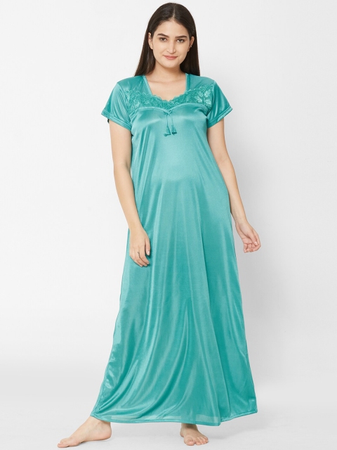 

Juliana Dream Women Teal Blue Solid Maxi Nightdress