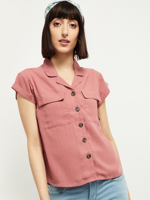 

max Women Pink Solid Shirt Style Top