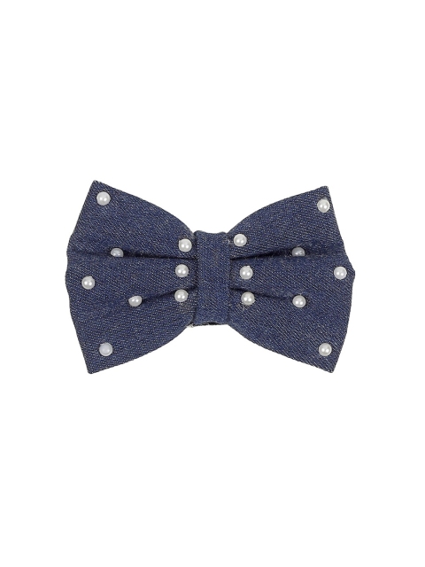 

ONE on ONE Women Navy Blue & White Pearl Embellished Bow Hair Clip