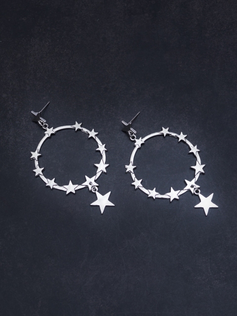 

Golden Peacock Silver-Toned Contemporary Hoop Earrings
