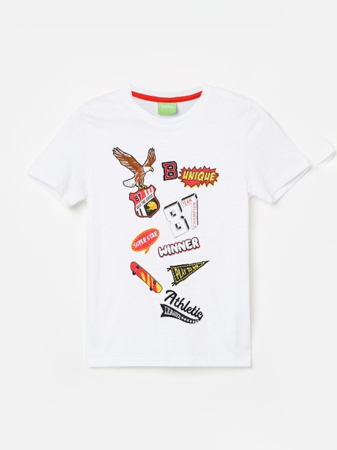 

Bossini Boys White Printed Round Neck T-shirt