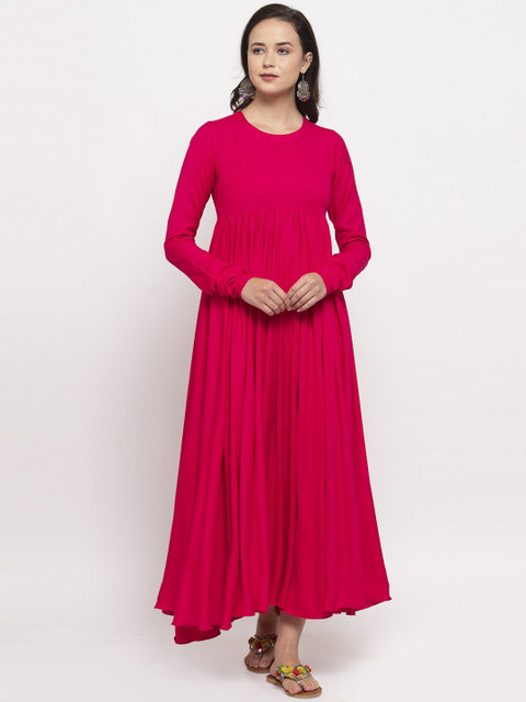 

DUGRI BE THE ONE Women Pink Solid Maxi Dress