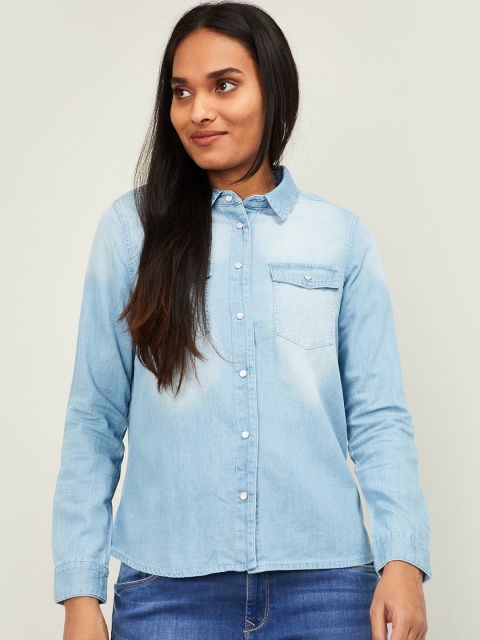 

Fame Forever by Lifestyle Women Blue Regular Fit Solid Casual Shirt