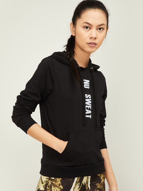 

Kappa Women Black & White Printed Sweatshirt
