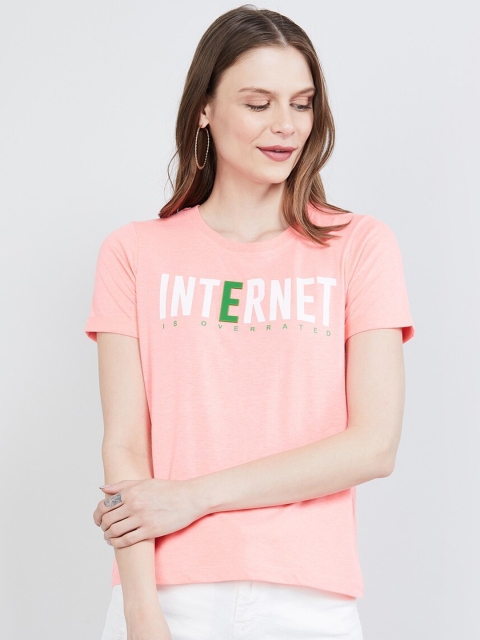 

max Women Pink Printed Pure Cotton Top